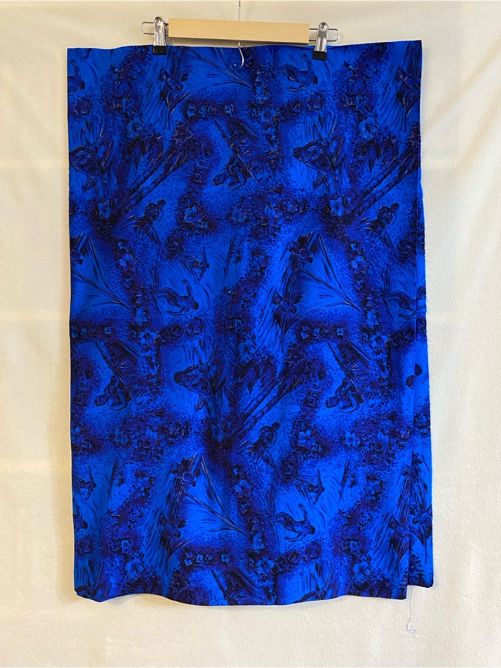 Vintage 50s 60s VHY Hawaiian Textiles 35" x 90" 2.5 yards blue surfing fabric